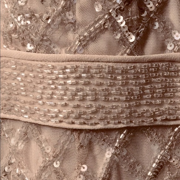 Aidan Mattox x BHLDN Amsterdam 2 & 6 Pale Pink Allover Beads Sequins Mini Dress - Picture 5 of 10